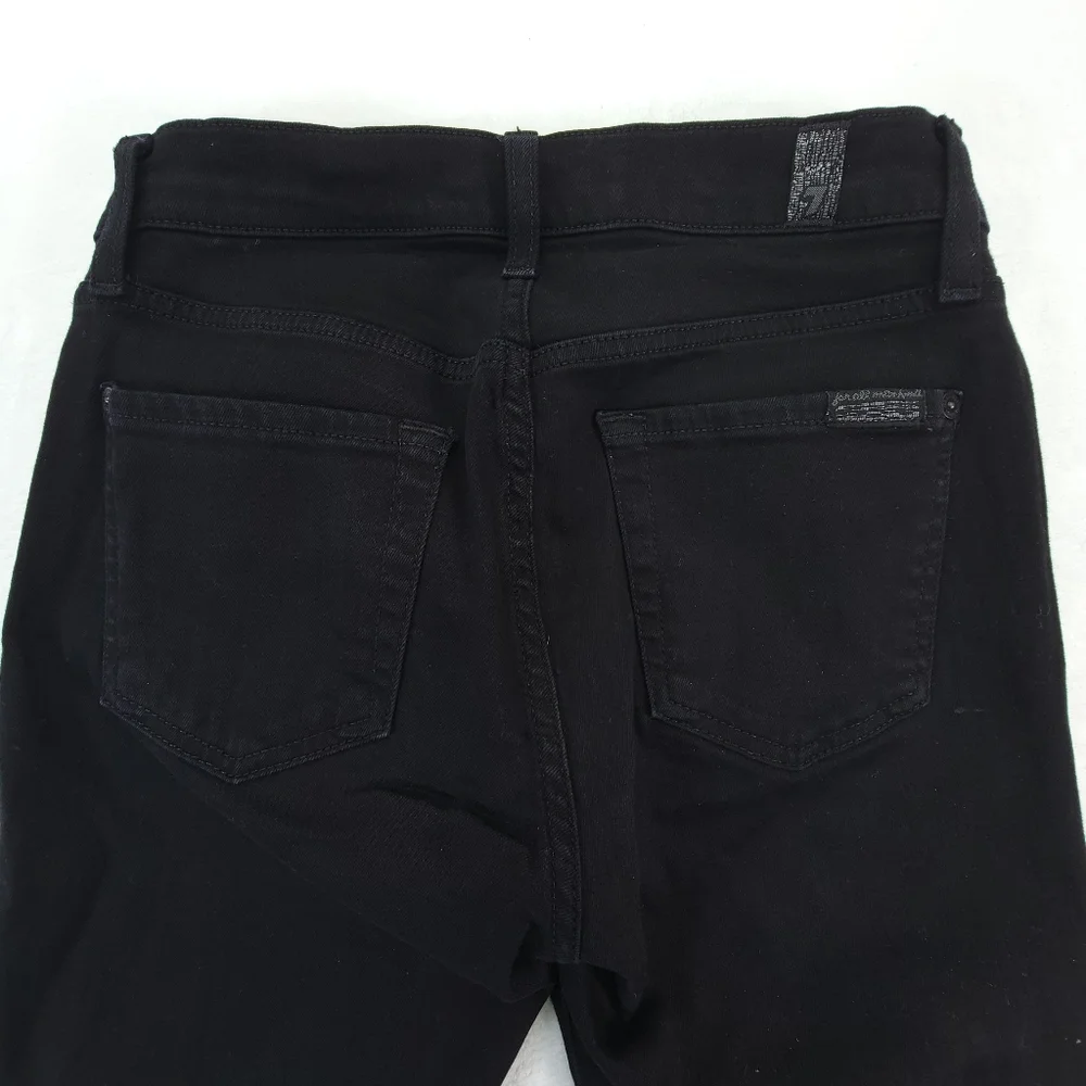 7 For All Mankind Womens Gwenevere Ankle Skinny Jeans Raw Hem Black Size 25 - Picture 3 of 10